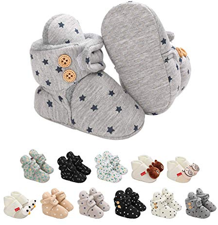 EDOTON Unisex, baby, nyfödda, fleecestövletter, baby, pojkar, flickor, mjuka sulor, ränder, stövel, småbarn, stövlar, söta stövlar, strumpor, justerbara