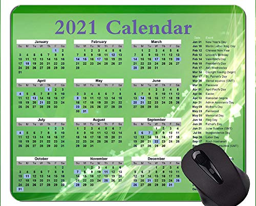 Kalender für 2021 Jahre mit Feiertagen Gaming Mouse Pad, Green Vitality Mouse Pads