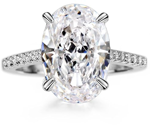 Michooyel S925 4ct oval skuren kubisk zirkonia förlovningsringar för kvinnor vigselring löftsring sterlingsilver vigselring, 59.5(19), Ädelsten, Kubisk zirkonia