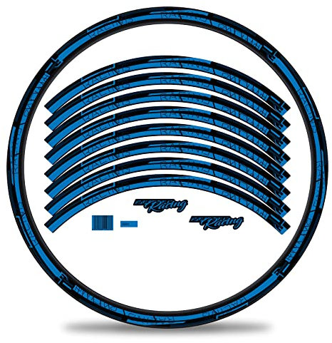 Finest Folia 16-teiliges Set Felgenrandaufkleber Sticker für Fahrrad Felgen Streifen Stripes Design Komplett Set für 27 29 für Ebike Rennrad Mountainbike MTB RX039 (Neon Blau Matt)