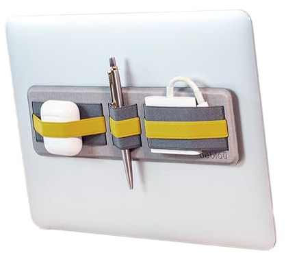 Beblau Shift Laptop & Kabel Organizer zum Ankleben | Vertikaler Organizer für Schreibtisch & Rucksack | Abnehmbar, Rückstandsfrei & Wiederverwendbar | Für Laptops ab 12 | Toskana Gelb
