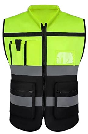 Warnweste Sicherheitsweste Reflektorweste Radsportanzug, reflektierende Sicherheitsweste hell und mesh -Arbeitskleidung mit Taschen und Reißverschluss Warnschutzweste (Color : B, Size : XL)