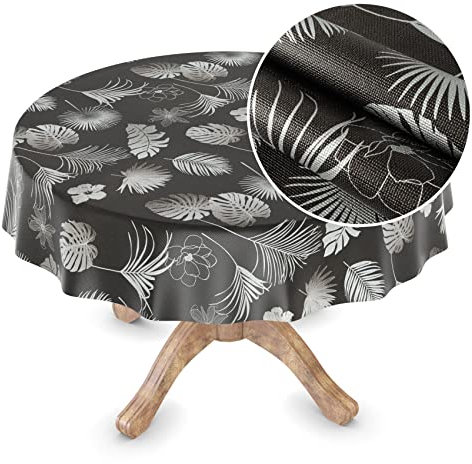Wachstuchtischdecke Wachstuch Tischdecke abwaschbar Wachstischdecke Rechteck, rund, oval Premium Prägung Gartentischdecke Elegance Rund 140cm Schnittkante Sofia
