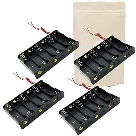 4X Armature Support Boite boitier pour 6 Pile Batterie AA LR06 avec Fils Noir Rouge coupleur