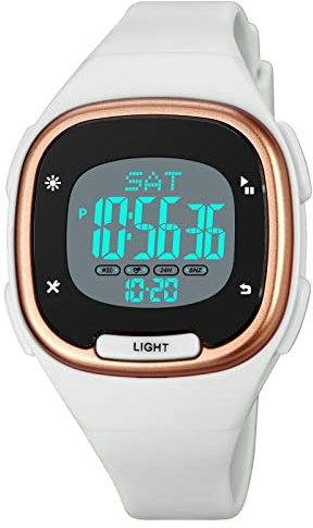 Forrader Montre Numérique Femme Mode Sport Étanche Bracelet Silicone Chronomètre Réveil Calendrier LED Multifonctionnel Montre-Bracelet Montre Bracelet Femme, 1959light Grey, bracelet