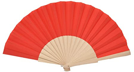 Z&H (ROUGE) Éventail en bois rouge et beige, Accessoires, Éventail léger en bois, Accessoires Flamands. 23cm, rouge, S