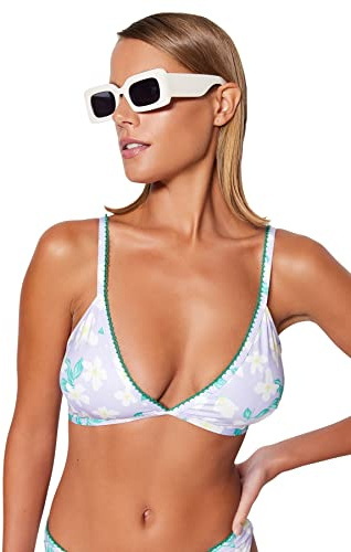 Trendyol Top Bikini in Maglia da Donna, Lilla-Multicolore, 40, Lilla-Multicolore, 0