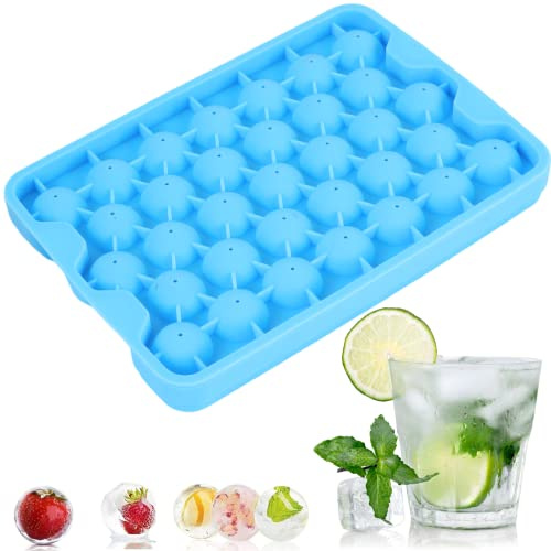 Bandeja de silicona para cubitos de hielo, 1 molde redondo de 33 cavidades, máquina de bolas de hielo reutilizable, bandeja de cubitos de hielo para enfriar cócteles, whisky, té, café