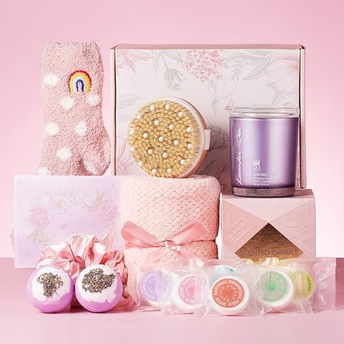 Spa Gift Sets for Women, 15PCS Spa Gifts Lavender Candle Gift for Women, Gifts for Mum from Daughter Son, Birthday Gifts Sets Hamper for Mum, Friend, Sister, Girlfriend Relax Bath Gift