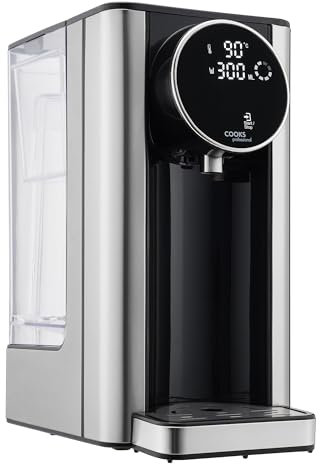 Cooks Professional Digital Hot Water Dispenser 2600W with 2.7L Tank | Energy Saving Fast Boil | Adjustable Dispense & Temperature | Boil Dry Protection | Descale Function & Water Filter | Silver