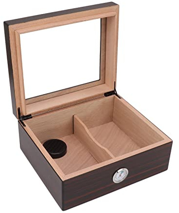 Zigarren-Humidor, Holz-Humidor, Klare Oberseite, Desktop-Zigarrenbox Mit Integriertem Hygrometer, Luftbefeuchter Zum Aufbewahren Und Altern von Zigarren.