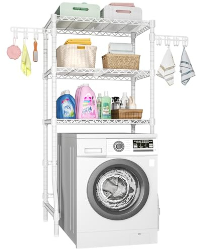 Ulif U8 Laundry Room Storage Organizer, Over The Washer and Dryer Storage Shelves for Laundry Organization, 35”W x 17.3”D x 76.2”H, Suit Washing Machine Width Within 32.6”, Hold 304 lb, White