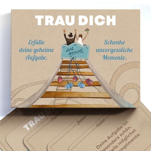 Trau dich - Hochzeitsspiel für Gäste - 80 + 3 Aufgaben für eine unvergessliche Hochzeit - Naturpapier - Chaoskarten Hochzeitsmission