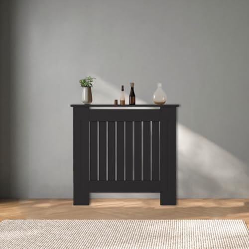 STADO® | Heizungsverkleidung | MDF | Holz | Schwarz | 78x82x19cm | Landhaus | Heizkörperverkleidung | Heizungsabdeckung | Cover | Abdeckung | Heizung