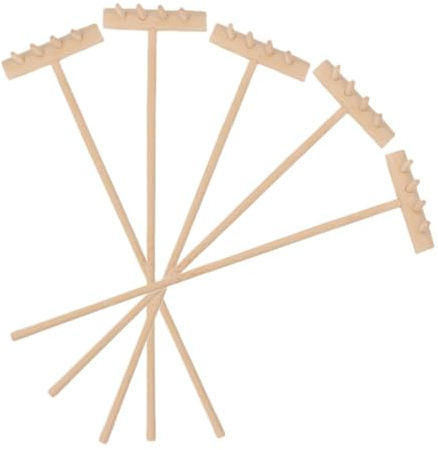 Hohopeti Mini Zen Sand Rake Set 5pcs, Miniature Wooden Garden Rakes for Desktop Zen Garden, Small Sand Tray Tools for Relaxation and Meditation