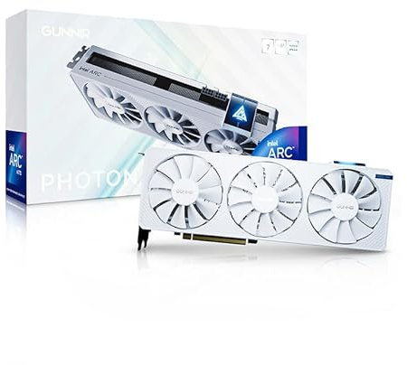 WEELIAO GUNNIR Intel Arc A770 Photon 16G OC Carte graphique blanche 2400 MHz 16 Go 256 bits GDDR6, PCIE 4.0, 1 HDMI, 3 DP, 3 ventilateurs, TBP 285
