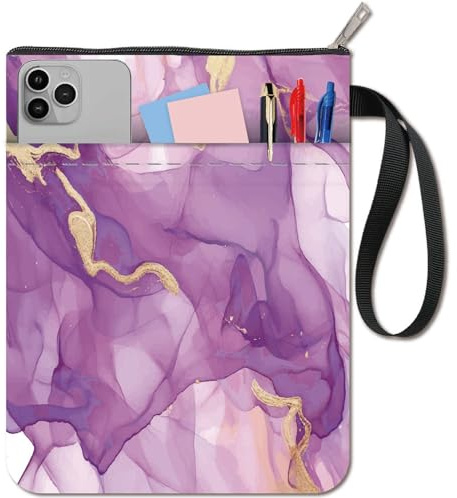 CRASPIRE Fundas para Libros con Efecto Jaspeado Color Morado Degradado de Bolsillo Funda Tela Lavable Cremallera Y Adicional Amantes los