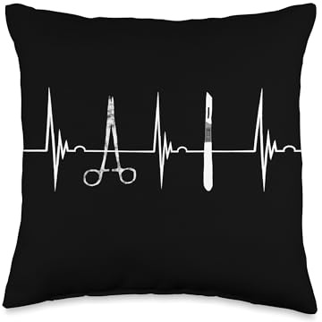 Surgical Scalpel Surgeon Heartbeat EKG Pulse Nurse Surg Tech Throw Pillow