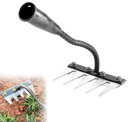 5/6/7/8 rastrelli da giardino in acciaio al carbonio, rastrello per erbacce, rastrello da giardino in metallo resistente, rastrello in ferro per giardinaggio e diserbo, rastrello a mano strumento da
