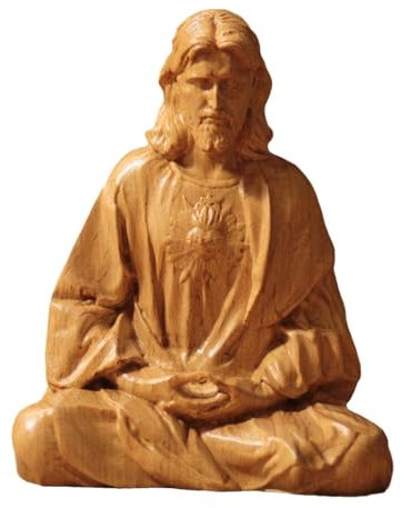 Gralara Estatua del Sagrado Corazón de Jesús, Figura católica, Obra de Arte, Figura de Jesús para inauguración de la casa, gabinete de Escritorio, Oficina, 15cm