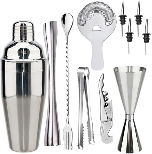 QIUYMGFG Cocteleras Cocktail Kit de Coctelera Profesional Boston de Acero Inoxidable, Mezclador de Vino, Martini, coctelera para Barman, Bebida, Fiesta, Bar(Kits-F)