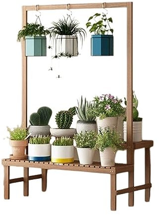 Fioriera a scala in legno massello, scaffale per fiori, soggiorno, scaffale multistrato, supporto per piante da balcone, supporto per orchidee sospeso, espositore per piante in legno antisettico a gr