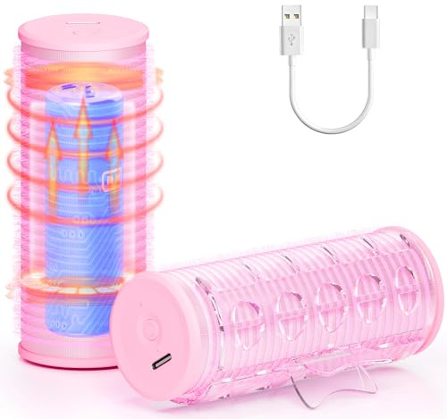 Lot de 2 mini bigoudis électriques rechargeables USB pour frange chauffante, outil de coiffure, bigoudi chauffant sans fil avec arrêt automatique, frange Hot Roller DIY Coiffures