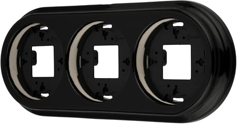 Aufputz Porzellan Retro Rahmen 3-fach, Serie QR1 schwarz