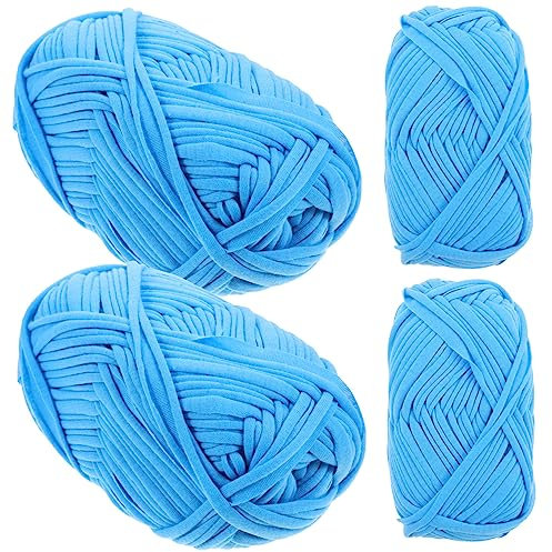 SHINEOFI 4 Rollen Wollknäuel Häkelgarn zum Häkeln Plüsch grünes Garn zum Häkeln Fäden Multipack bastelkasten knitting wool strickanzug professionelles Häkelgarn Weben von Polyestergarn Blue