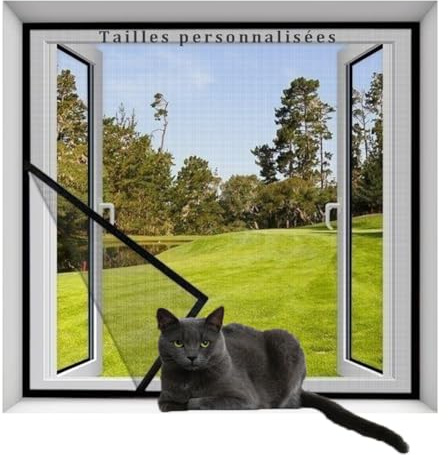Lesone Filet de Protection pour Fenêtre de Chat, Maille en Auto-adhésif, Anti-moustiques et Insectes, Filet de Protection Contre Anti-Rayures pour Fenêtres et Balcon