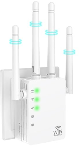 WiFi Extender, Dual Band WiFi Signal Booster (5.8G & 2.4G) Wireless Repeater Coverage to 12880 Sq Feet and 105 Devices, 1 Touch Configuration, Supports Ethernet Port