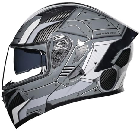 Modular Full Face Motorcycle Helmet Flip Up Front Helmet ECEDOT Approved Motorbike Crash Helmet With Double Visor Motocross Racing Helmet For Men Women 1,XXL:63-64CM