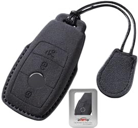 ontto Schlüsselhülle Leder Autoschlüssel Hülle mit Schlüsselanhänger Passt für Mercedes A B C E G S Klasse CLA CLE CLS GLA GLC GLE GLK AMG EQA EQB Schlüsselcover Schlüsseletui 3 Tasten-A Schwarz