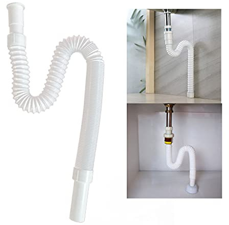NIHENHAO Tubo Flessibile espandibile per Scarico lavandino Tubo Tipo P/S Accessori per lavabo Lunghezza 59 Pollici