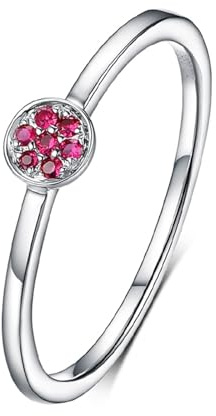 AMDXD Pärchen Ringe Weißgold 18K 750, Rubin Klassiker Partnerringe Rundschliff Rot, Au750 Gold Freundschaftsringe Echtschmuck, Gr.61 (19.4)