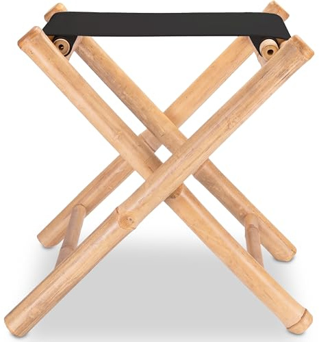 Decorasian Klapphocker aus Bambus – Fußhocker & Beinauflage BZW. Fußschemel oder Fußbank – klappbare und platzsparende Fußstütze - Kleiner Hocker Ottoman - schwarz