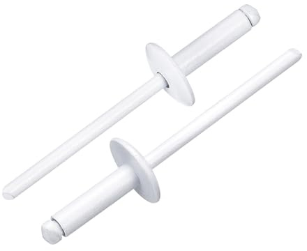 QUARKZMAN 50Pcs Rivetti a Strappo in Alluminio 5/32x1/2, Attacco in Alluminio e Mandrino in Acciaio, Rivetti a Rondella Grande per Metallo, Mobili, Automotive, Bianco