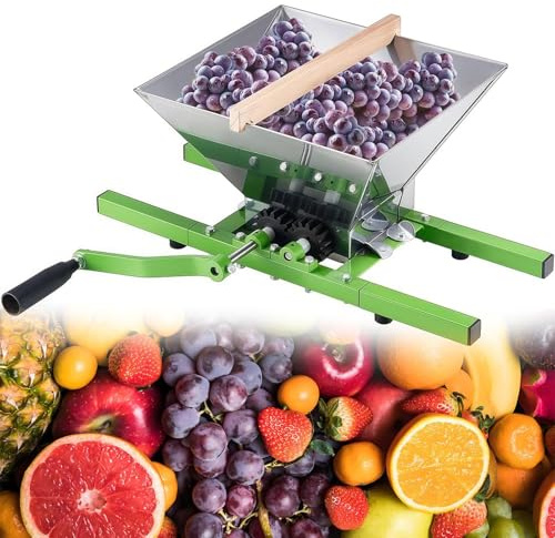 Fruit Crusher, Edelstahl 7L Manueller Entsafter mit Griff, Tragbare Obstmühle und Mühle für die Herstellung von Saft, Gewürz oder Muss