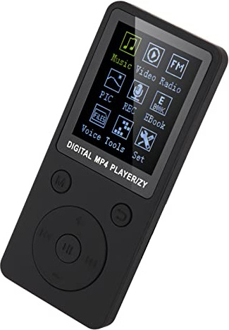 Acouto Portable Screen MP4 Music Player Support 32GB TF Card with Headphone Standby Time Blue Simple It Design Frosted Made Digital Music PlayerMP4 PlayerMini MP4 PlayerMP4 (Black)