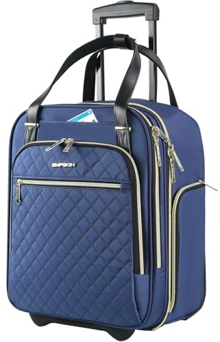EMPSIGN Unterflur-Trolley–40 cm (16 Zoll) Handgepäckkoffer mit Rollen | multifunktional,leicht,ideal als Wochenend- oder Reisekoffer,klein, für Damen und Herren, Farbe: Haze Blue-Gold Zipper