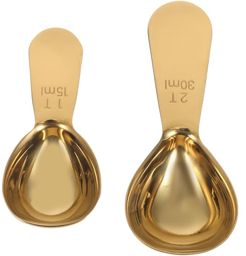BESPORTBLE Lot de 2 cuillères à café à manche court - 15 ml et 30 ml - Cuillère doseuse en acier inoxydable - Idéale pour doser le café moulu, la farine et les épices en cuisine.