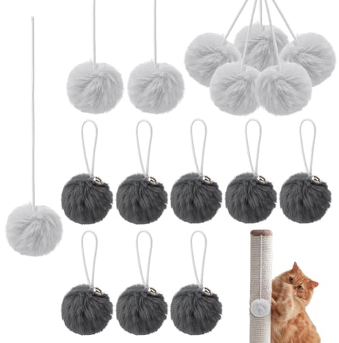 nbeads 20 Stück 2 Stile Interaktive Katzen Spielzeug Ersatzbälle Mit Glocke Und Seil Für Kratzbäume Turm Kätzchen Kratzpfosten Baum Turm Ball Für Indoor Kätzchen, Hellgrau