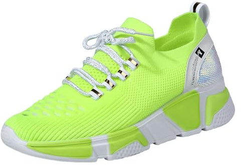 Women's Classic Mesh Sneakers for Sports Walking and Outdoor Leisure Elegant Traditional Lace-Up Trainer (Green, 6.5)