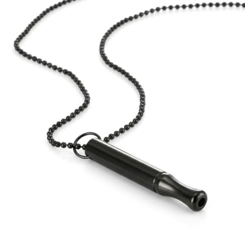 TSUOUKL V2 Collier de Respiration Noir - Bijou de Pleine Conscience pour Arrêter de Fumer - Outil de Méditation et Anti-Stress en Acier Inoxydable de Qualité
