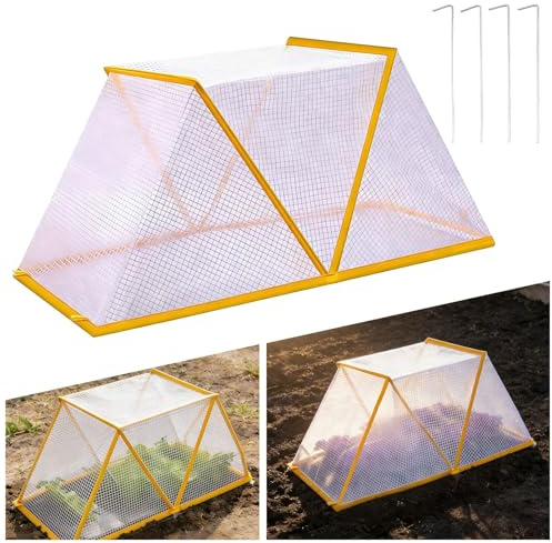 Blueshyhall Garten Frühbeet Mini Gewächshaus, Pflanzen Frühbeet Abdeckung Klein Hochbeet Balkon, Pflanzenschutzhaube Faltbar Tragbar, Pflanzentunnelbögen für Pflanzreihen Gartenbeet (80 x 34 x 35 cm)