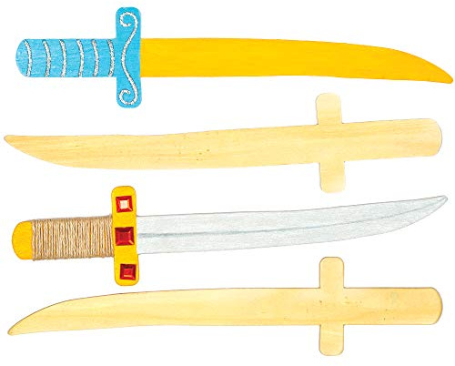 Baker Ross Épées en Bois (Paquet de 4) - Loisir créatifs pour Enfants et Adultes AC853
