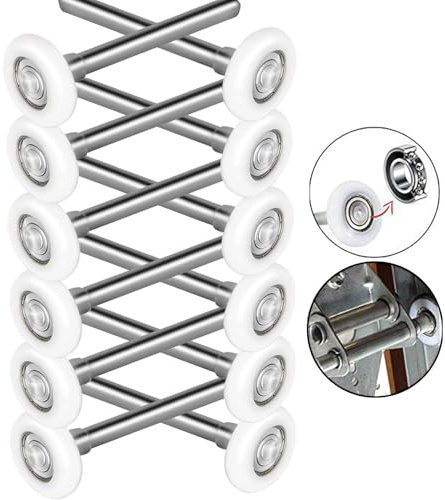 Durable & Quite 2 Sealed 6200ZZ Bearing Nylon Garage Door Rollers Wheel with 11 Ball - 4 Stem, 12 Packs