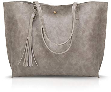 NICOLE&DORIS Damen Tote Tasche Handtasche Schultertasche aus PU-Leder Umhängetaschen Mode große Handtasche Grau