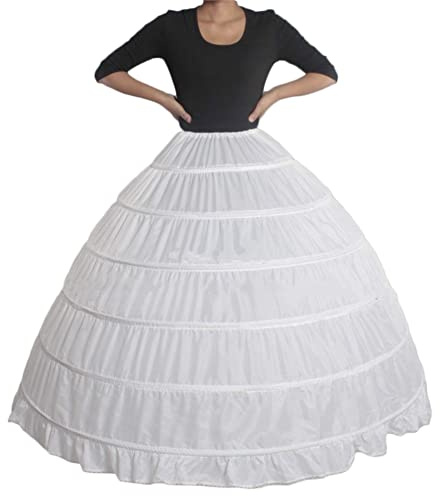 Bröllop Crinoline kjolar 6 ringar kjol petticoat hoop kjol bröllop underkjol för bröllopsklänningar balklänningar aftonklänningar bröllopsklänningar bröllopsklänningar balklänningar, dans, bar, Vitt