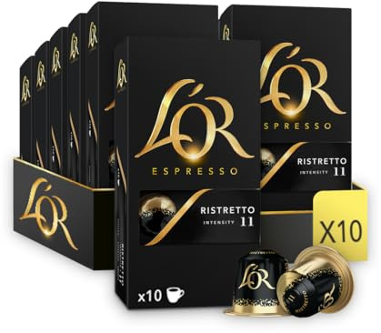 L'Or Espresso Café - 100 Capsules Ristretto Intensité 11 | Compatibles Nespresso®*, lot de 10 x 10 capsules aluminium